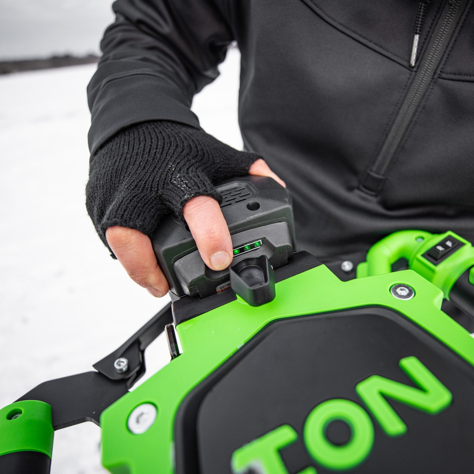 ION Alpha Plus 8-Inch Electric Ice Auger, Two Lithium-ion Batteries, Composite