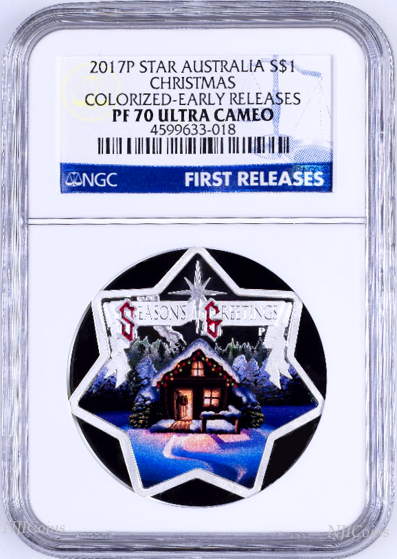 2017 1oz Christmas Tree Star Shaped Silver Proof Coin Silver $1