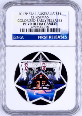 2017 1oz Christmas Tree Star Shaped Silver Proof Coin Silver $1