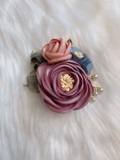 Camellia Flower Brooch Pin Clip Large Purple Handmade Gift Wedding Birthday Gift