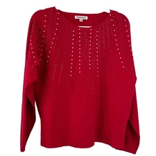 NEW Nanette Lepore Womens Red Riding Hood Pullover Sweater Size L Beaded