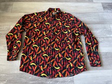 Johnny cotton Vintage Hot CHILI PEPPERS Hawaiian LS XL Made In USA Lovely!