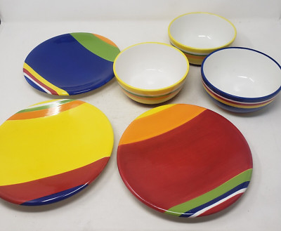 Sonoma Lifestyle Colorfest Dishes Set Bowls Salad Plates Colorful ...