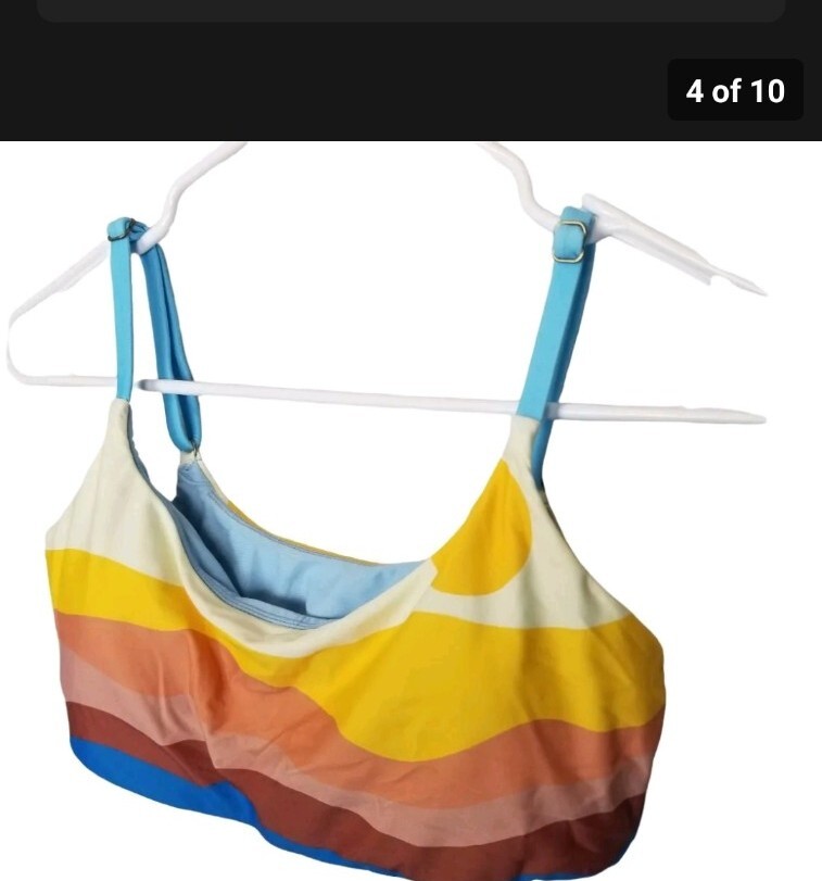 Faherty X Andie Womens S Striped Crop Top Style Removable Cups Maui