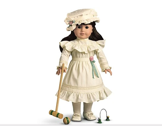 SAOLA Nuova bambola American Girl 18"" Samantha's Lawn Party CALZINI SOLO NUOVI CON SCATOLA crema pizzo perfetto come indicato