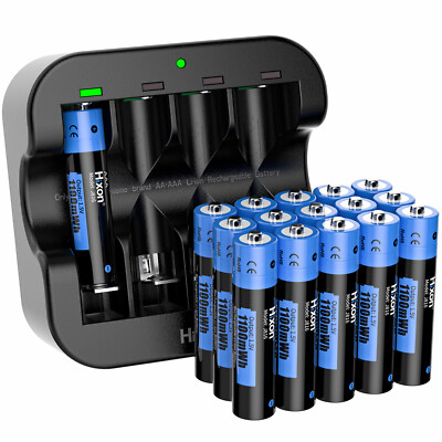 16PCS 1.5v AAA Rechargeable Li-ion Batteries 1100mWh Triple A battery & Charger 