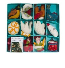 NIB JINGLES JOY 12PC Twelve 12 Days Of Christmas Boiled Wool Felt Ornament Set