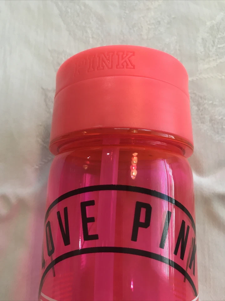 Victorias Secret LOVE PINK Campus Collegiate Water Bottle Straw Neon Gym Tumbler - Image 2 of 4