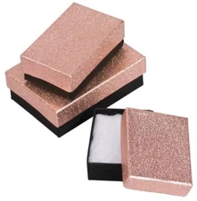 LOT 25 Cotton Filled Rose Gold Jewelry Gift Box 2-5/8 x 1.5 x 1 SHIPS FREE
