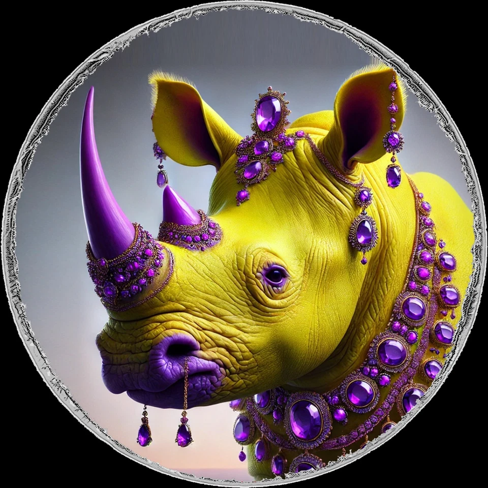 Joyería de Lujo Gruesa Joya Collar Brutalista Colgante Animal Rinoceronte Dije Foto 2 de 4