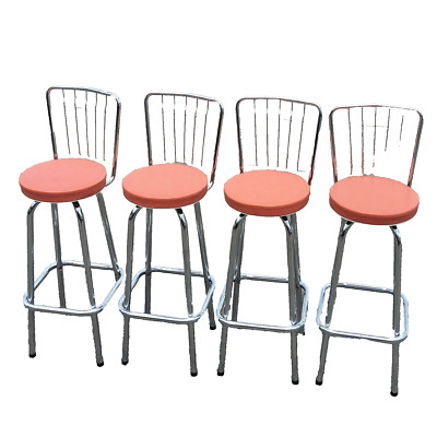 Craig Industries Swivel Bar Stool Chair 4pc Set - chrome leg back MCM mid USA