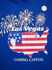 Vintage NWT Las Vegas Gaming Capital Gambling Casinos July 4th Flag T Shirt L