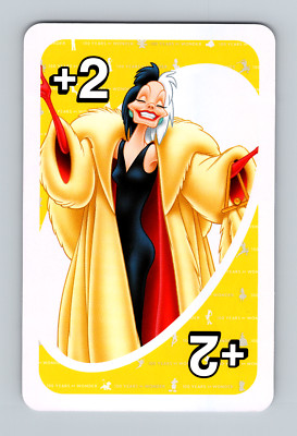 Disney 100th Anniversary UNO - Cruella de Vil - Yellow - Card - Collectible