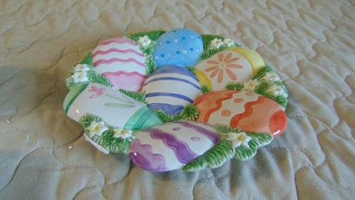 FITZ & FLOYD CHICKS & EGGS CANAPE PLATE/DISH 2063/1 WALL HANGING EASTER EGGS - Picture 2 of 12