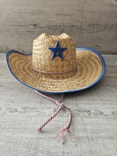 Vtg Straw Cowboy Hat Plastic Sheriffs Badge Mexico Kids Pretend Play 1990s