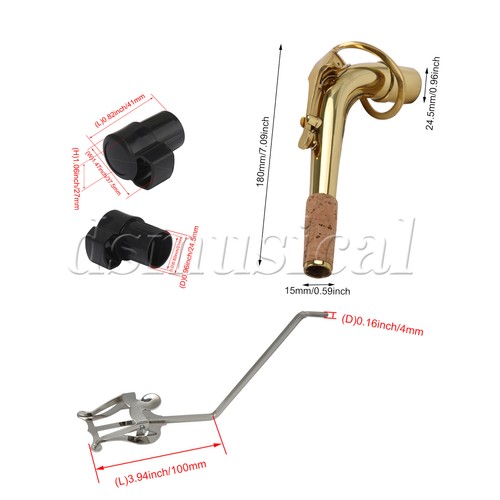 4 Pcs Alto Sax Bend Neck & Saxphone End Plug & Sheet Music Clip Holder - Picture 5 of 6