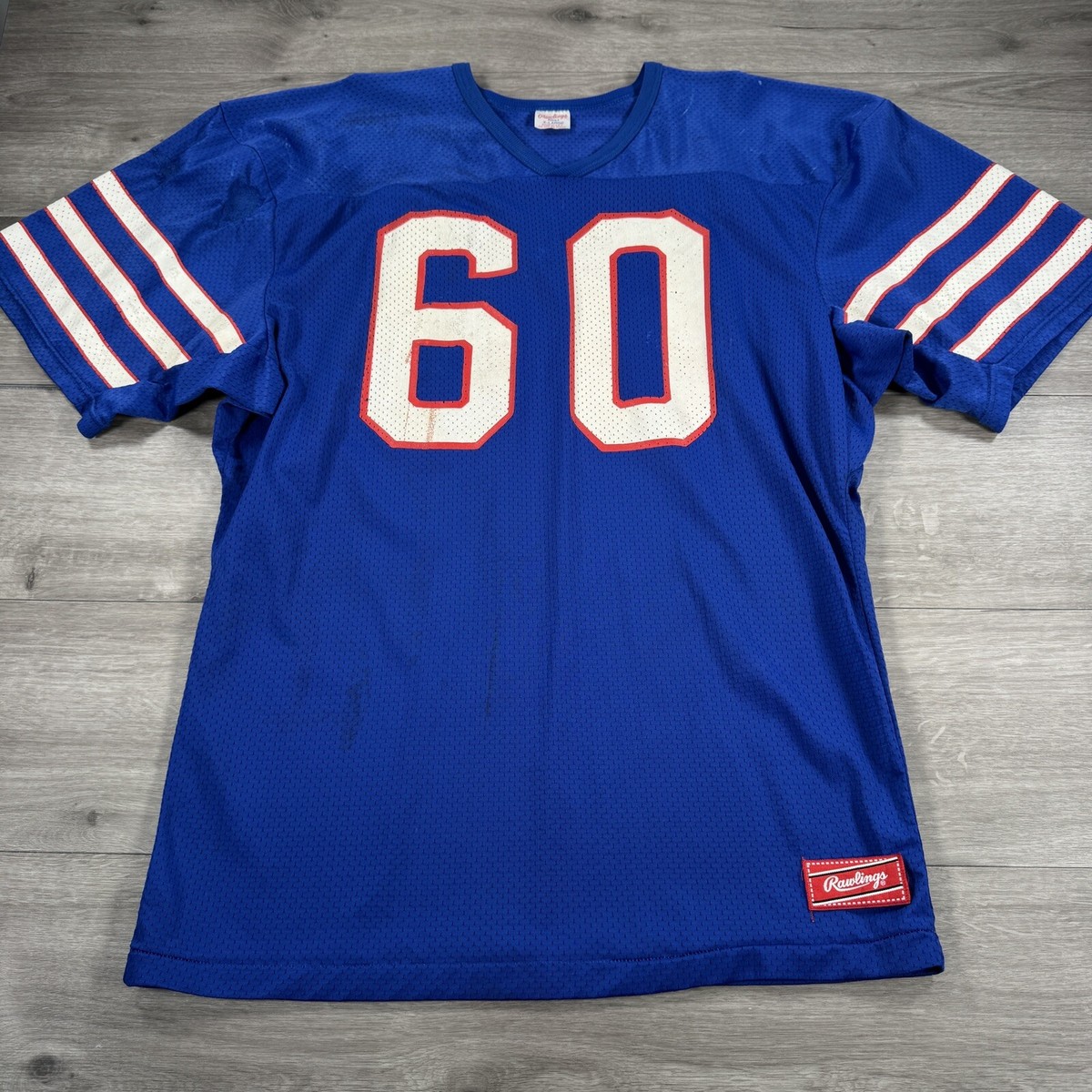 Vintage Rawlings Football Jersey Made In USA Bills Giants Blue #60