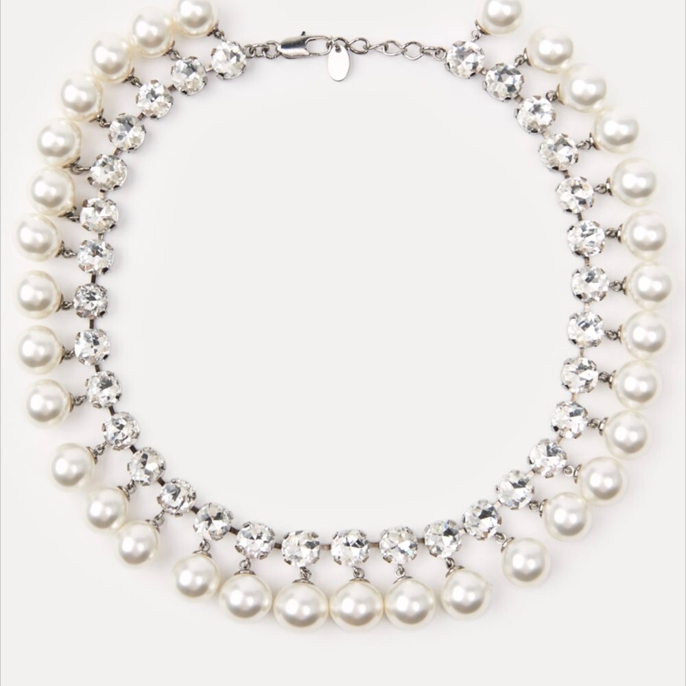 新品未使用　♡ UND 2WAY LONG PEARL NECKLACE♡ ZARA DOUBLE PEARL AND JEWEL RHINESTONE NECKLACE NWT | eBay