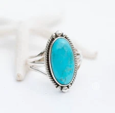 Blue Turquoise Gemstone Ring, 925 Sterling Silver Ring, Statement Ring For Gift