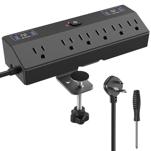 40W Fast Charging Desk Clamp Power Strip 2 PD USB C Desk Charging 