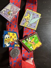 Disney Disneyland Trading Lanyard with 5 Pins Donald Pluto Daisy Tinkerbell