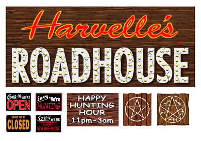 1:87 HO scale model Supernatural Harvelle's Roadhouse signs