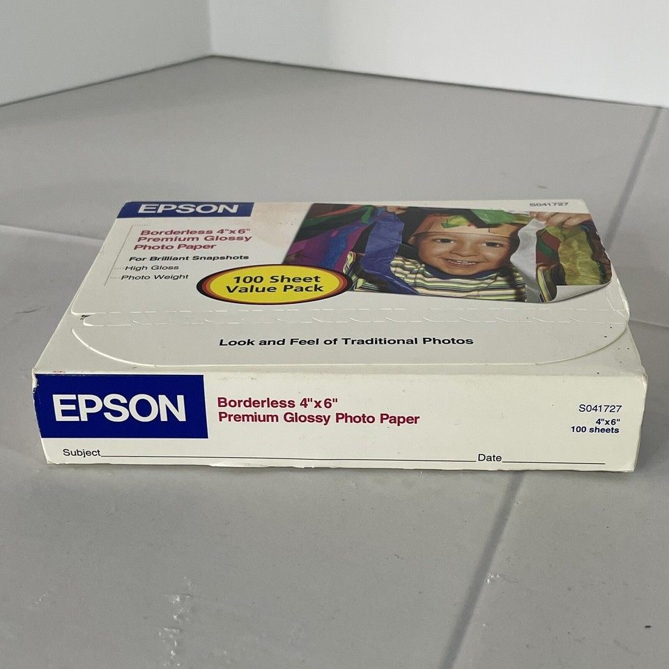 Genuine Epson Premium Photo Paper 4x6 Glossy 100 Sheets SEALED Ink Jet