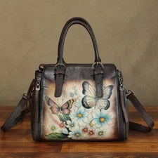 Hand Painted Genuine Leather Small Purse and Shoulder Bag Women Crossbody Bag