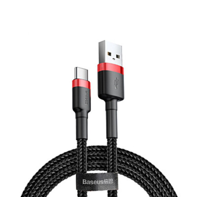 BASEUS Ladekabel USB - USB-C 2m 2A Kabel Schnell Datenkabel Handy Schwarz ROT