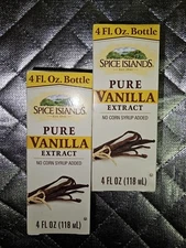 Spice Islands Pure Vanilla Extract 4 FL OZ No Corn Syrup Added Lot Of 2