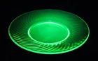 Uranium Glass Green Vintage Hocking Spiral Luncheon Plate UV GLOWY GLASS