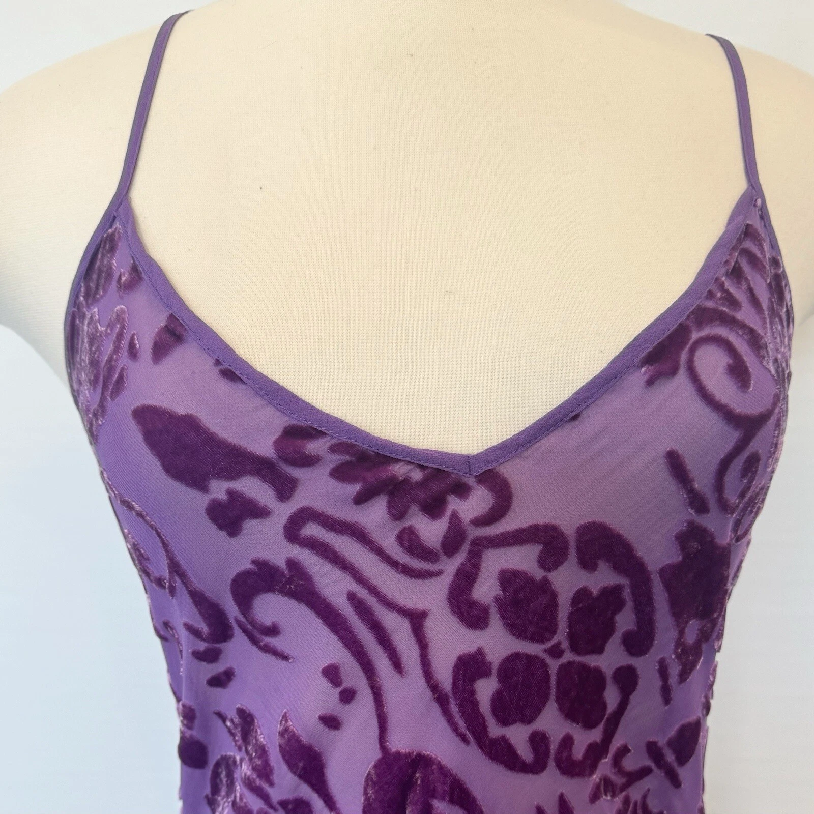 UNDERCOVER Abito slip vintage trasparente Y2K Victoria's Secret seta rayon viola velluto trasparente