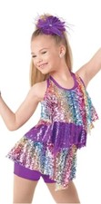 Weissman 9320 Rainbow Tiered Costume One-Piece W/ Hairpiece Medium Child