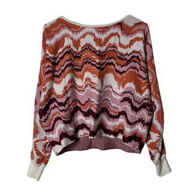 Anthropologie daily practice hazy daze pullover wave print sweater open back XS