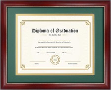 8.5x11 Diploma Frame with Forest Over Gold Mat or Display 11x14 Certificate W...