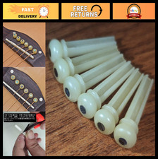 Unbleached Acoustic Guitar Bridge Pins - Real Bone, Abalone Dot Inlay Puller T