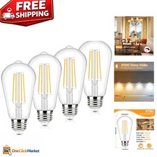 4-Pack Vintage LED Edison Bulbs, 2700K Warm White - 60W Equivalent Filament