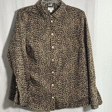 J.Crew XL Leopard Print Button Front Cotton Shirt Animal Print Blouse Women