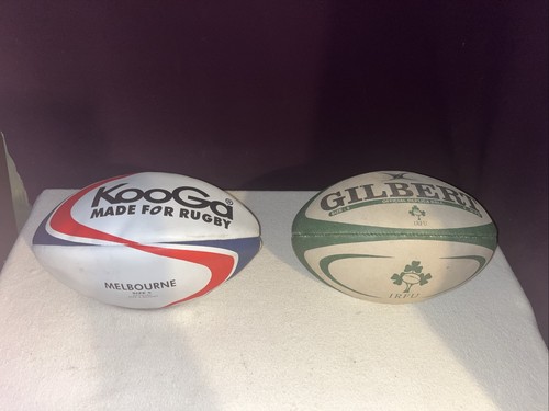 (2) Size 5 Rugby Balls - Gilbert Ireland Replica & KooGa Melbourne Rugby Balls
