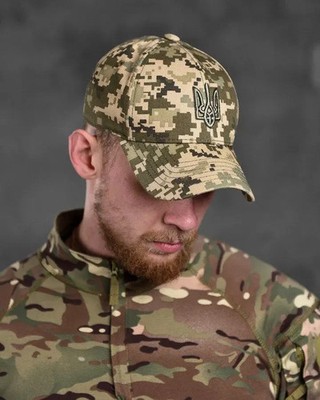 Pixel trident cap, pixel baseball cap with coat of arms, pixel cap   