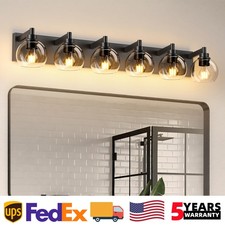 41 Inch 6 Lights LED Black Vanity Light Bathroom Mirror Glass Shade Wall Fixture