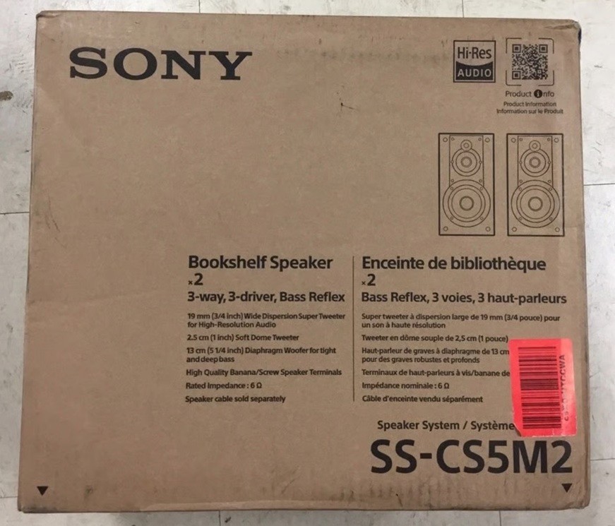 NEW Sony SS-CS5M2 3-Way 3-Driver Hi-Res Audio Bookshelf Speakers