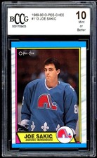 1989-90 O-Pee-Chee #113 Joe Sakic Rookie Card BGS BCCG 10 Mint+. rookie card picture