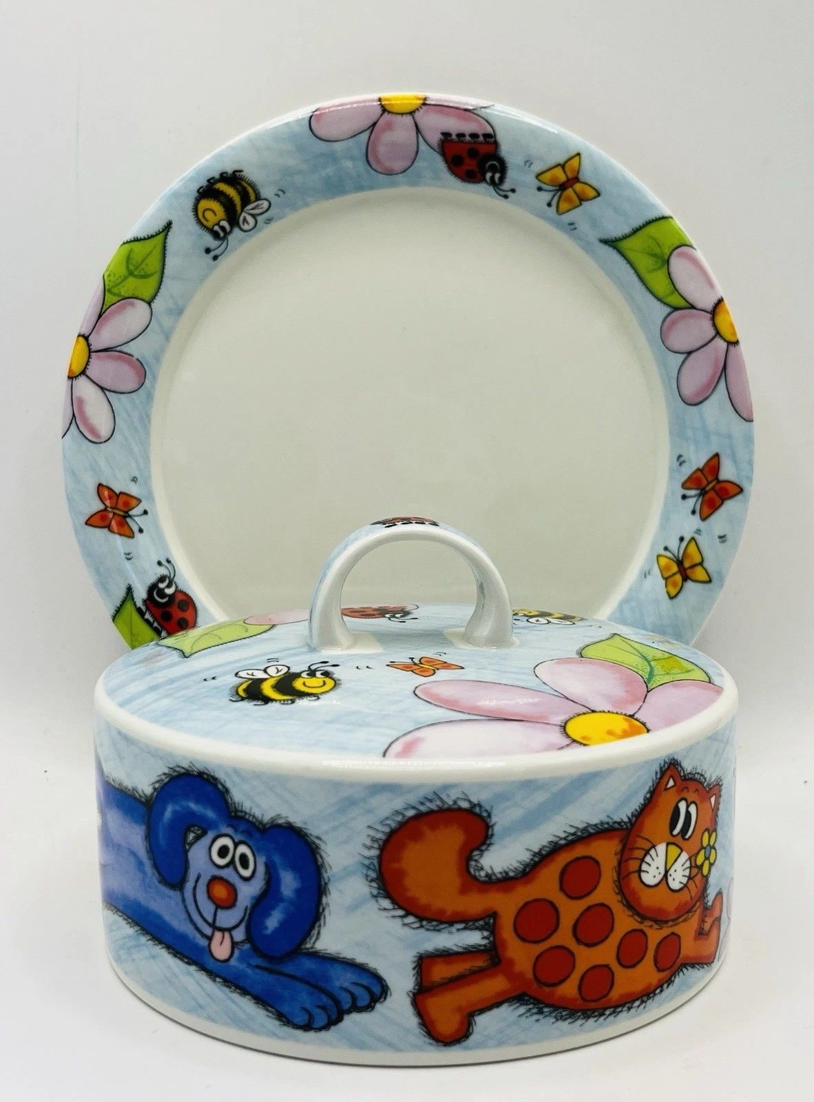 Scottish Dunoon Pottery Wild Bunch Butter Dish Cheese Dish Jane Brookshore