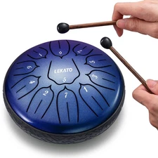 LEKATO Steel Tongue Drum 6" 11 Notes D Key Percussion Instrument Hand Pan Drum