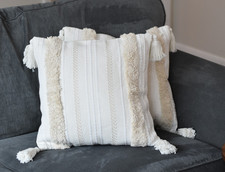 Set of 2 Neutral Farmhouse Throw Pillow Covers 18x18 Cream Tan Cottagecore Sofa