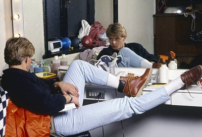 Italian model frontman of musical project Den Harrow sitting with - Old Photo