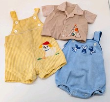 Vintage 1970's Baby Clothes Carter's Overalls Puppy Teepee, 12 Months 1 Year