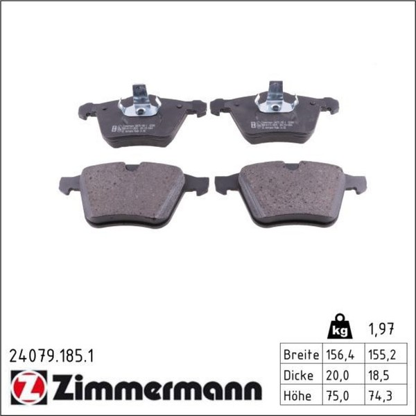 Zimmermann 24079.185.1 Bremsbelagsatz FüR Jaguar XJ XK XF S Type X150 X200 X350-image