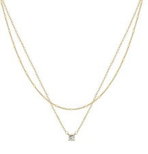 Gold Layered Necklace for Women,Dainty 14K Gold Plated CZ Pendant Necklace Si...